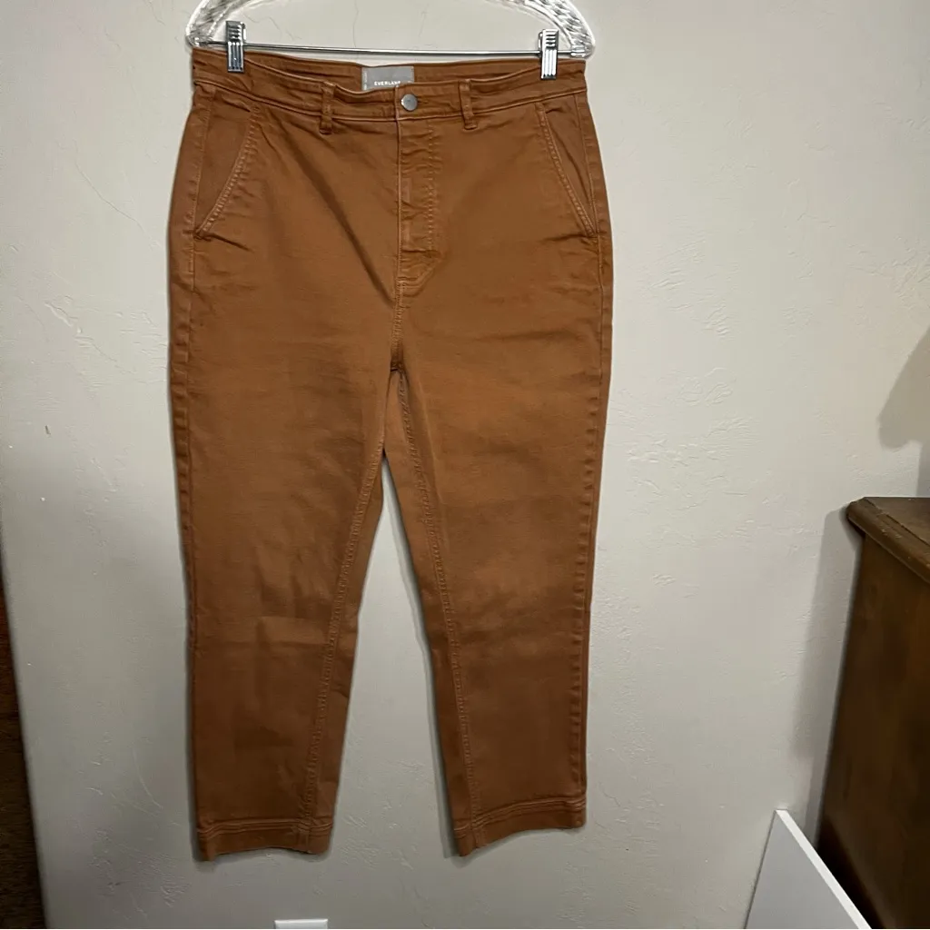 Everlane The Slim Leg Crop High Rise Straight Brass Twill Pants - Image 3