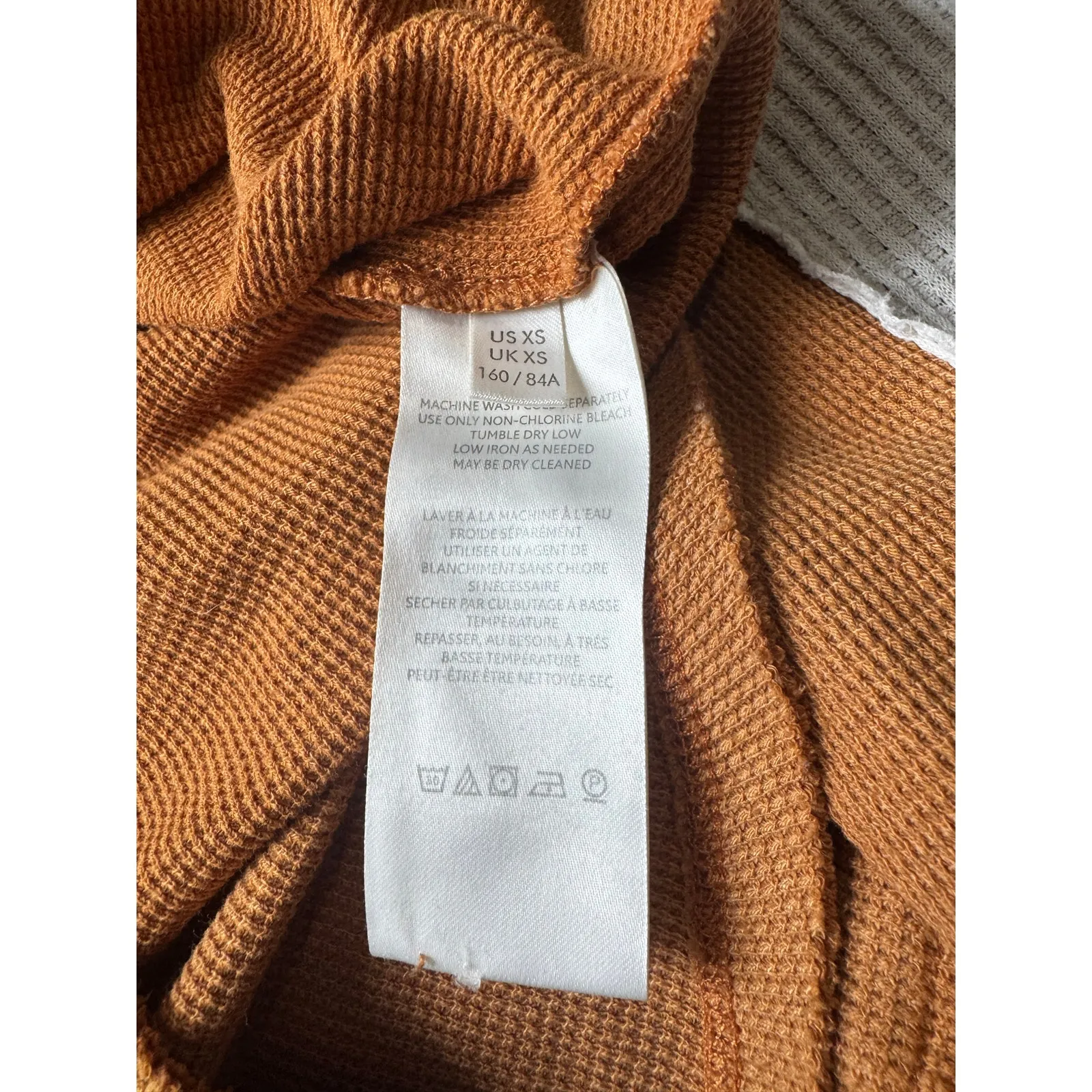 We The Free Colorblock Stripe Thermal Henley Tee Mustard Ochre and Ivory– XS - Image 7