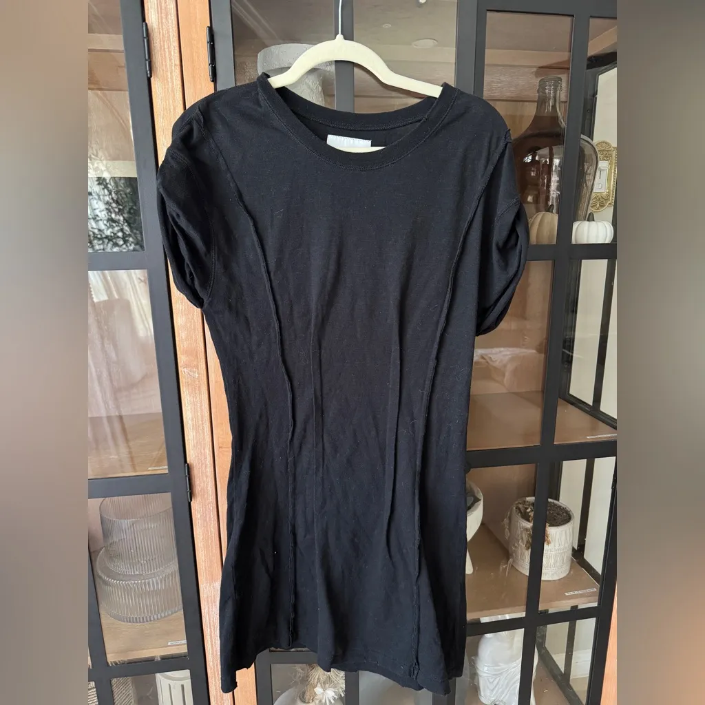 Current/Elliott The Pintucked Dress Caviar Destroy TShirt Mini short sleeve - Image 2