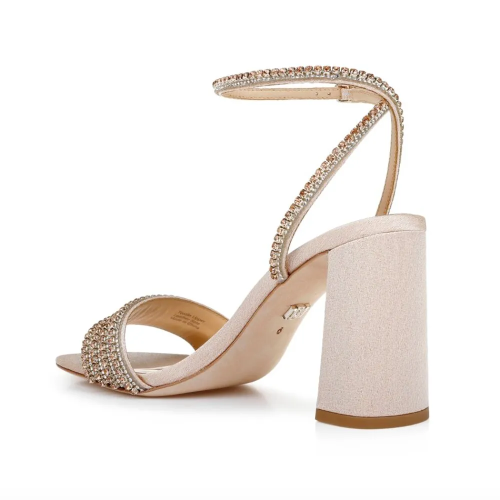 Badgley Mishka Becca‎ 5.5 Strappy Block Heel Rhinestone - Image 2