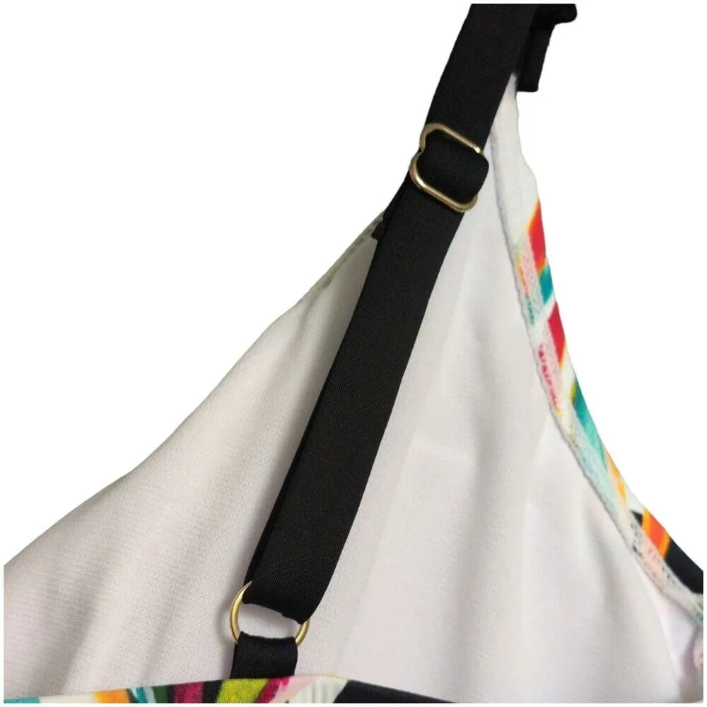 NWT Apt. 9 Batik Halter Tankini Top Multicolor Tropical Ruched Size 1X New - Image 4