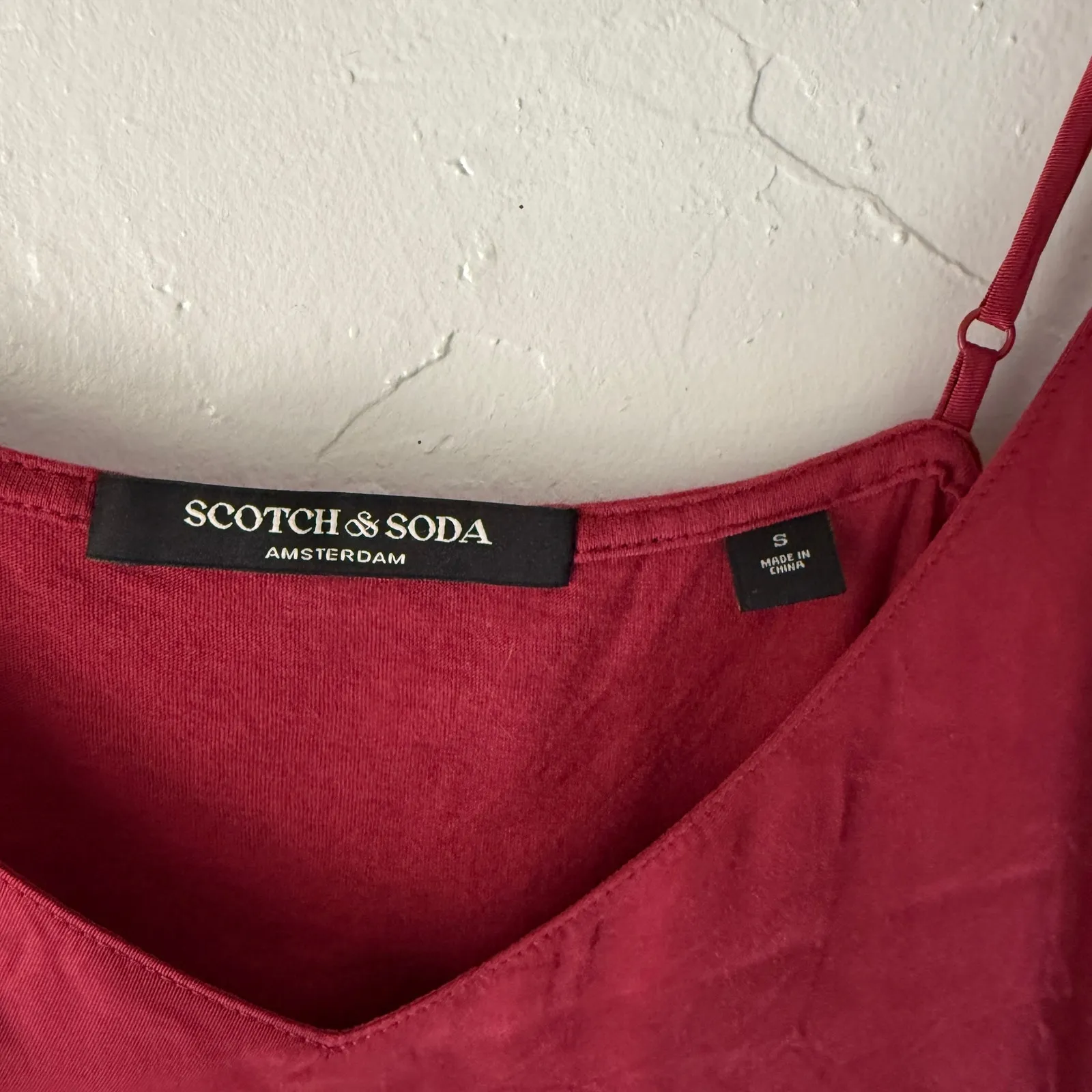 Scotch & Soda Red Cami Tank Top Small Viscose Modal Blend Adjustable Straps - Image 3
