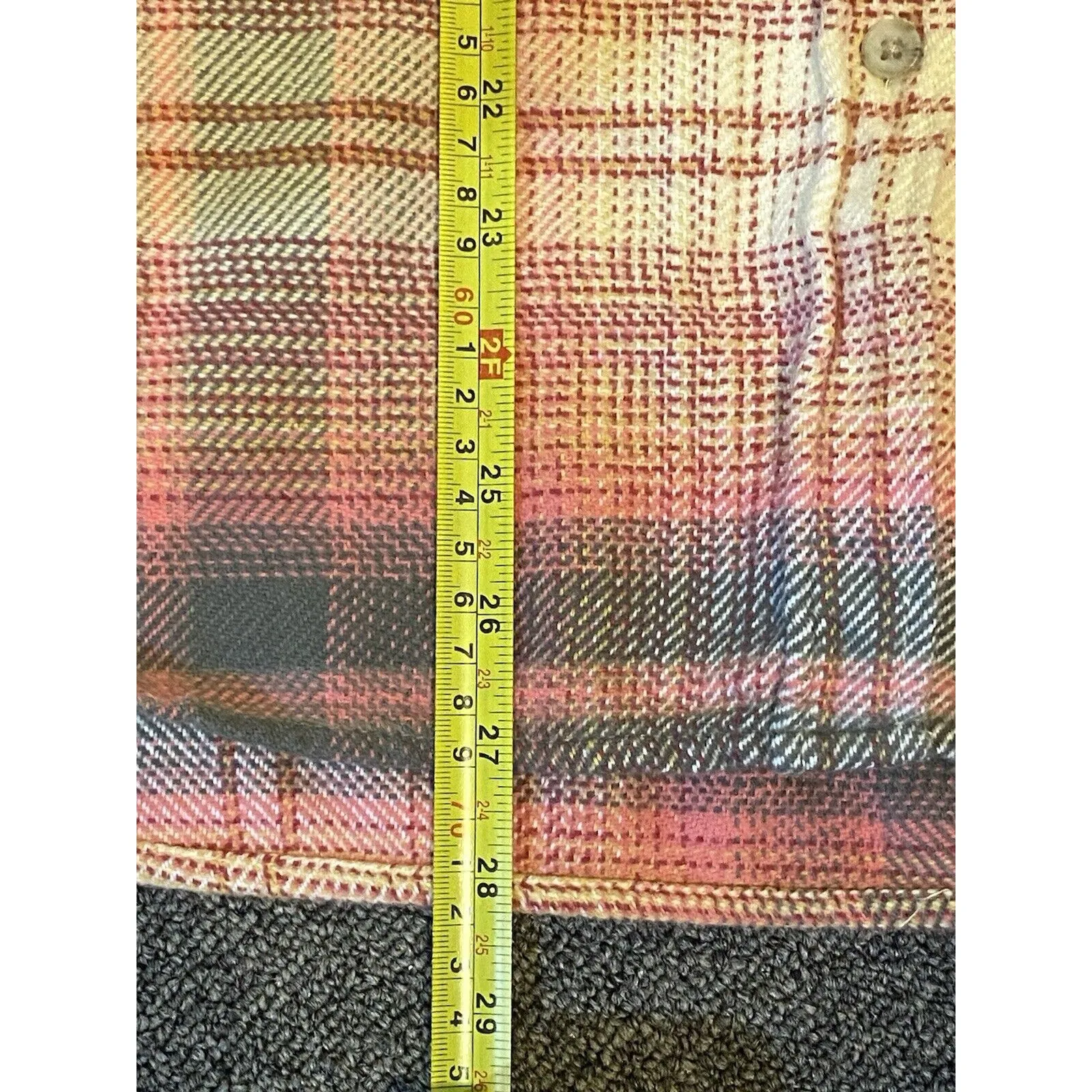 American Eagle Green Orange Plaid Fleece Flannel Oversized Button-down Shirt XS - Image 14