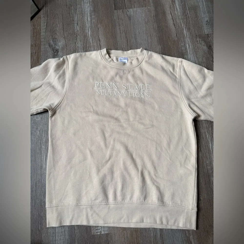 VTG Penn State Nittany Lions Sweatshirt Crewneck Embroidered Beige White Size L - Image 2