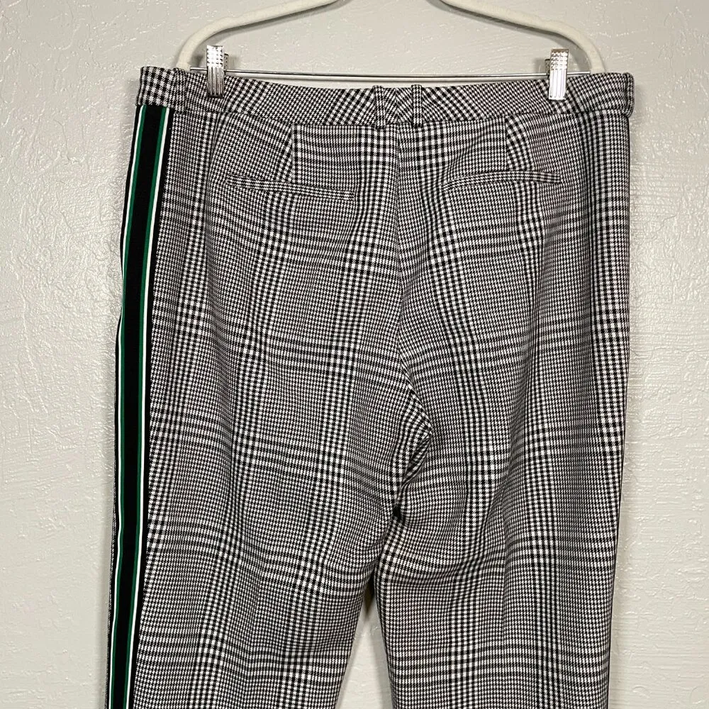 Hugo Boss Women 12 Black White Houndstooth Torominala Glen Plaid Ankle Trousers - Image 7