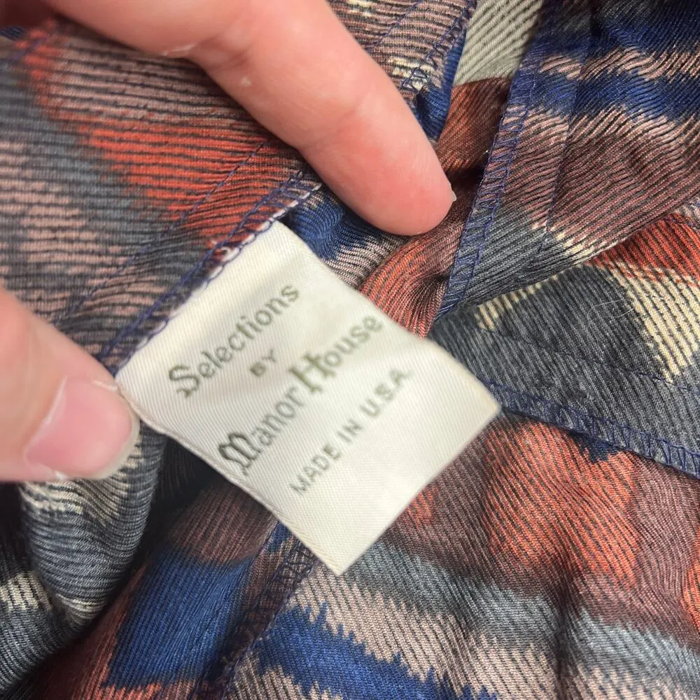 Vintage Selections by Manor House Aztec Midi Skirt Pleated Size 16 Western Blue - Image 7