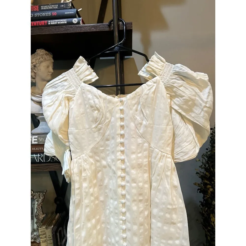 Cult Gaia Simona Ruffled Off The Shoulder Midi Dress Off White Womens Size 0 - Image 7