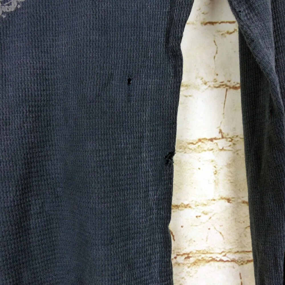 VTG Sinful Affliction Thermal Waffle Top Women M Black Destroyed Bird Tattoo Y2K Size M - Image 7