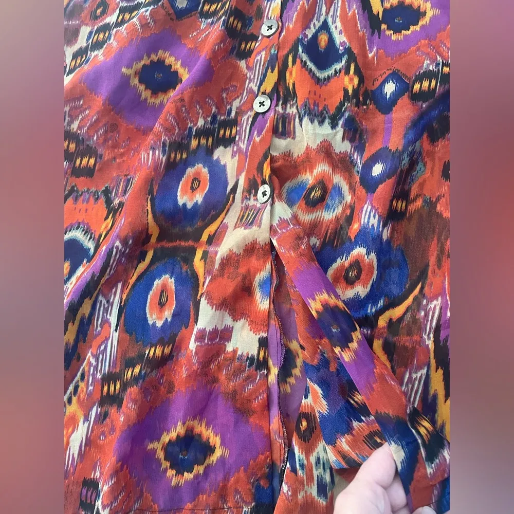 Live 4 Truth  Abstract Boho Hippie Midi Skirt Lined Size 1 Button Front - Image 4