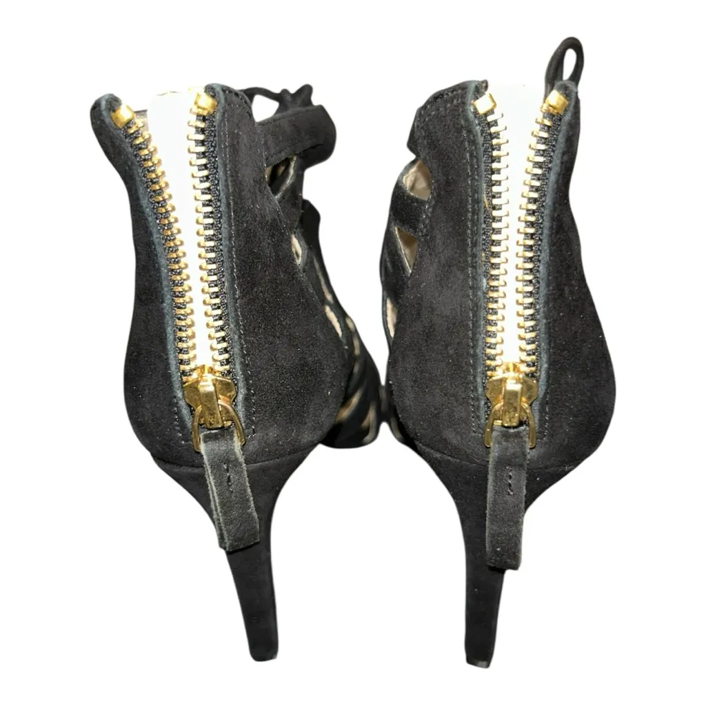 Nine West Authority Black Suede leather Peep Toe Cutout Heels Sz 6 (New)Strappy - Image 9