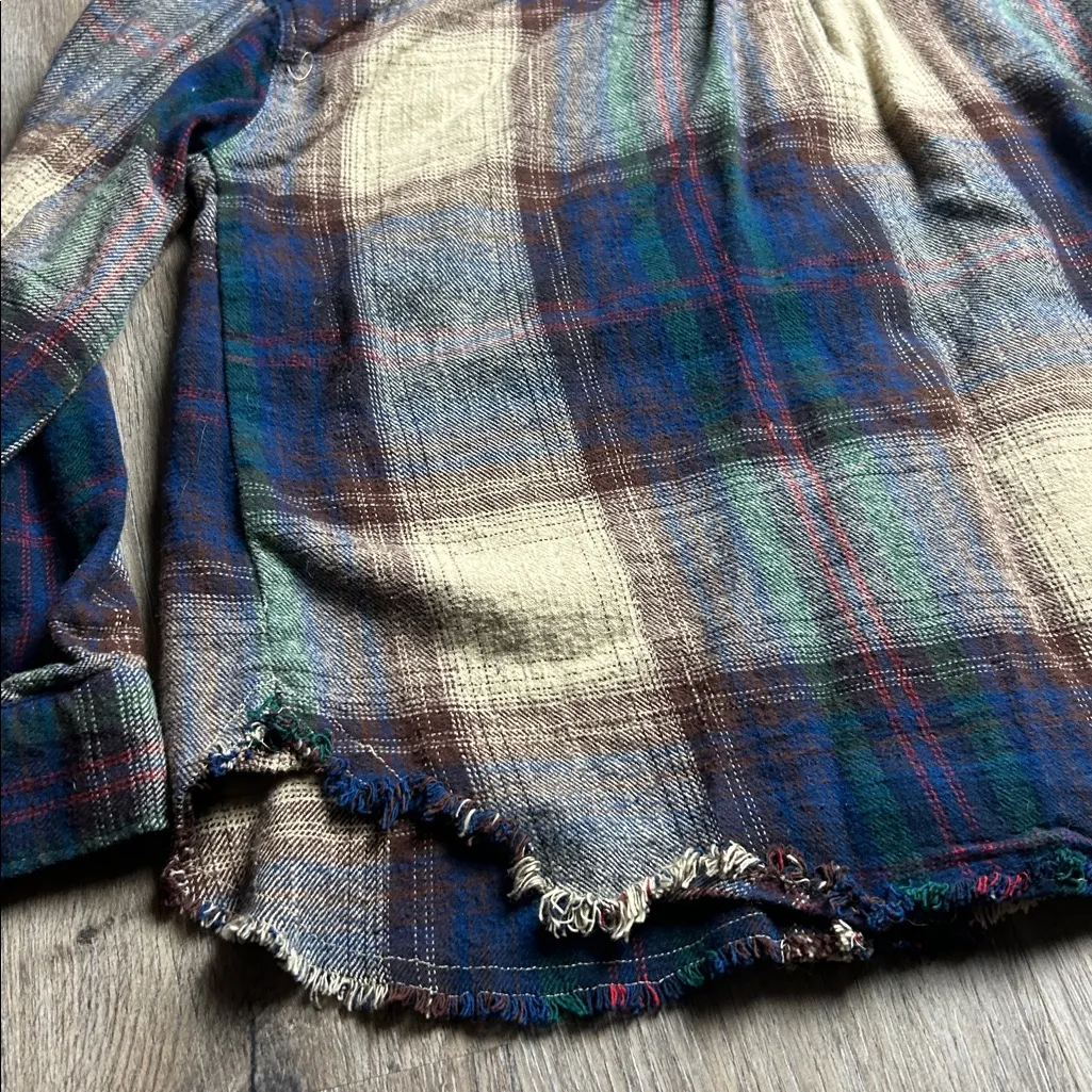 Plaid Button-Up Shirt - Blue and Brown - Image 14
