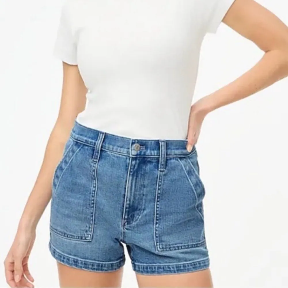 J. Crew Factory Utility Denim Shorts Skyler Wash 27 NWT IN PACKAGE Blue - Image 2
