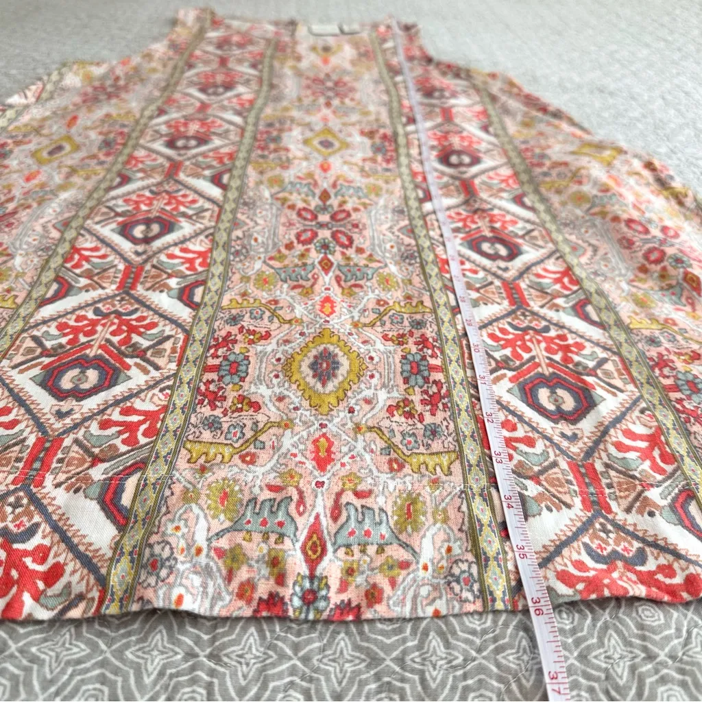 Rachel Zoe 100% Linen Sleeveless Aztec A-line Shift Dress Pockets Size L - Image 10