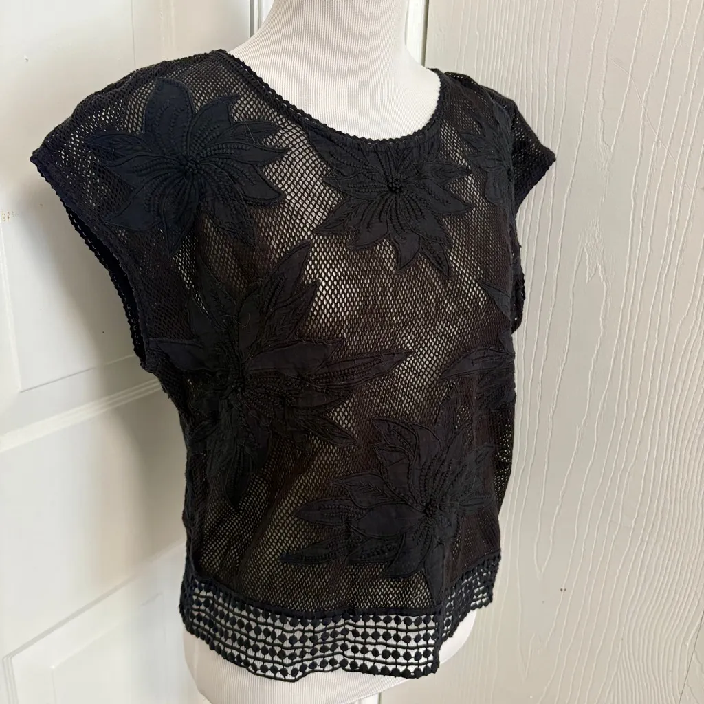Hinge  Fishnet Floral Embroidered Top* - Image 2