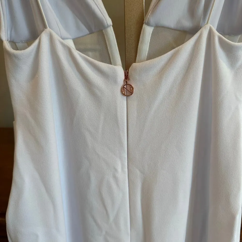 Nookie Sade Mesh Gown White Size Medium Sexy Formal Evening Dress - Image 10