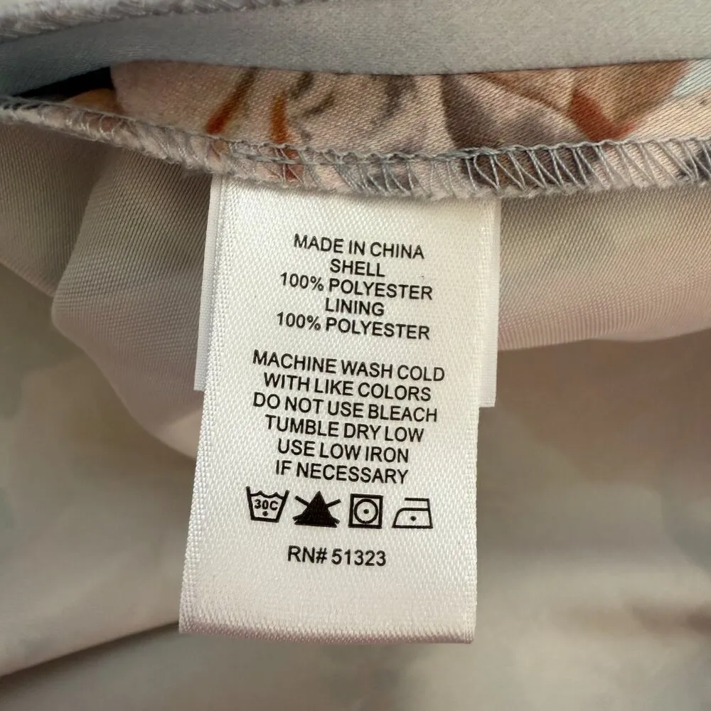 CeCe Sleeveless V-Neck Floral Fit & Flare Mini Dress Women's 14 Blue Satin Party - Image 12