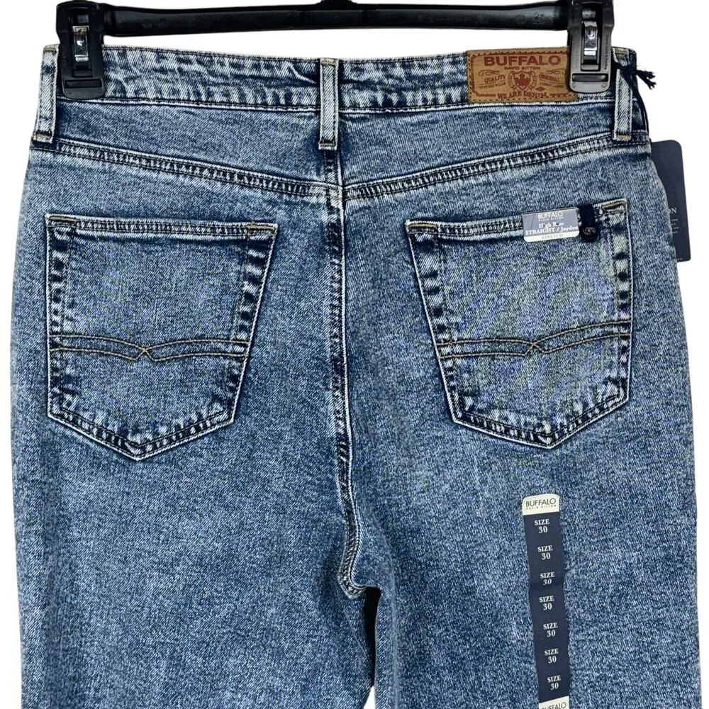 Buffalo David Bitton SZ 30 Jayden Hi-Rise Straight Jeans Distressed Zip-Fly Blue - Image 6