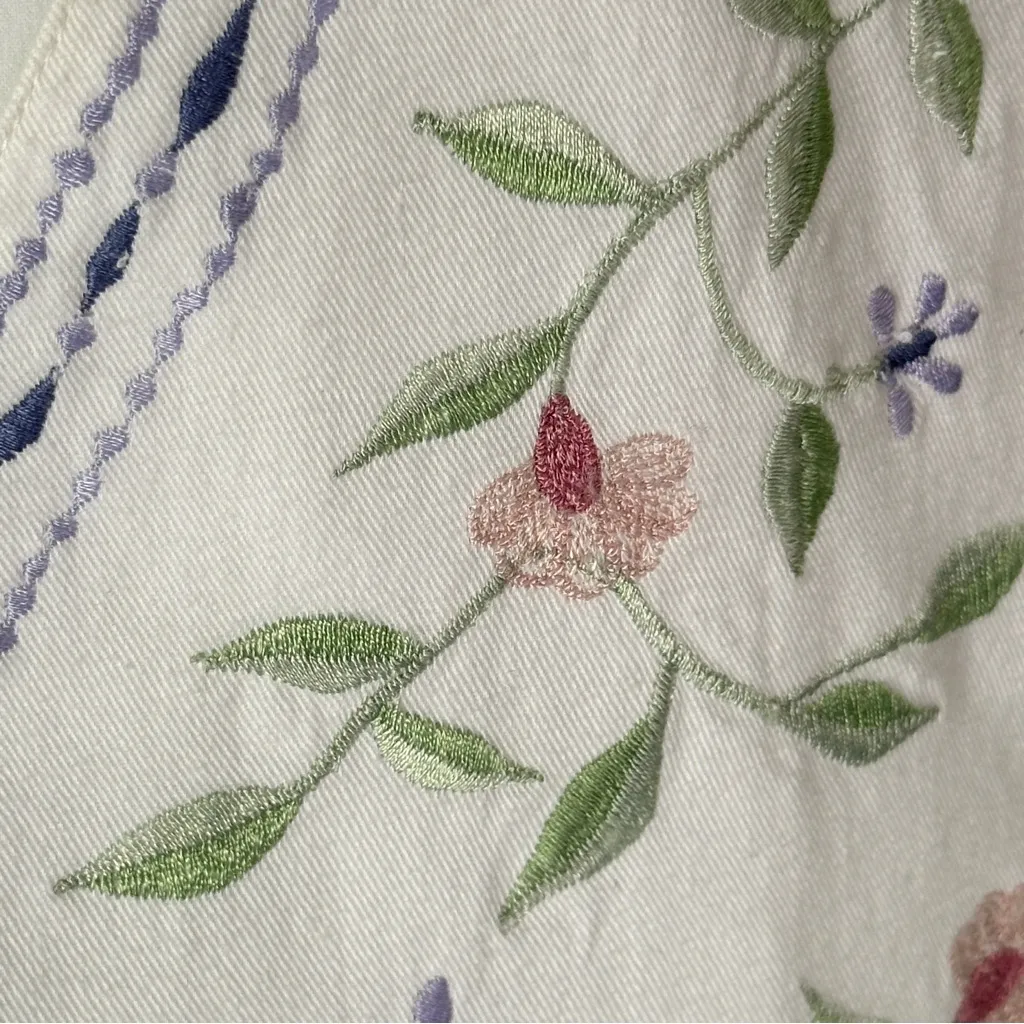 Vintage Embroidered 100% Cotton vest Baxter & Wells White Sz M Cottagecore Indie - Image 6
