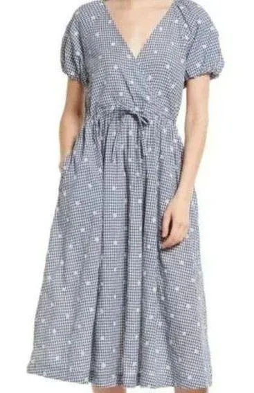 Blue Gingham Midi Dress - Image 6