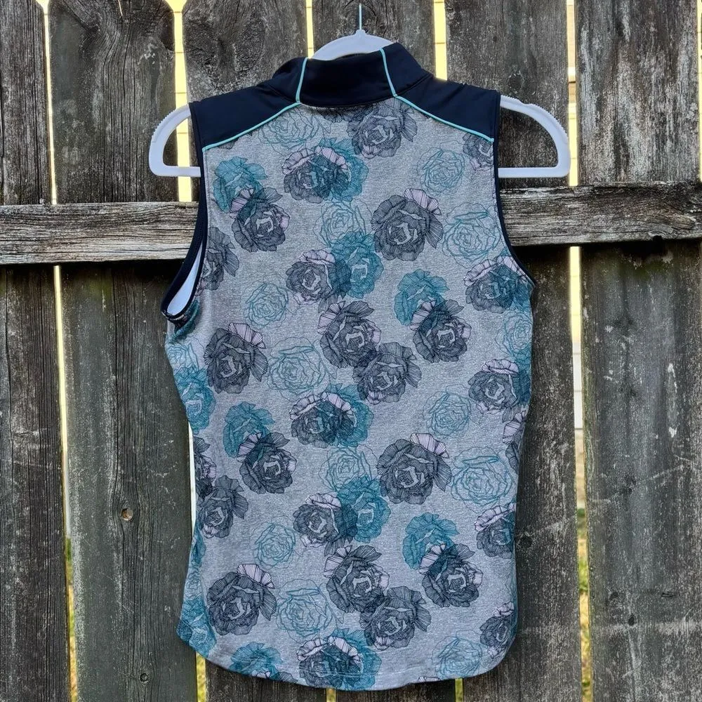 Lady Hagen Blue Floral Golf Quarter Zip‎ Tank Small - Image 4