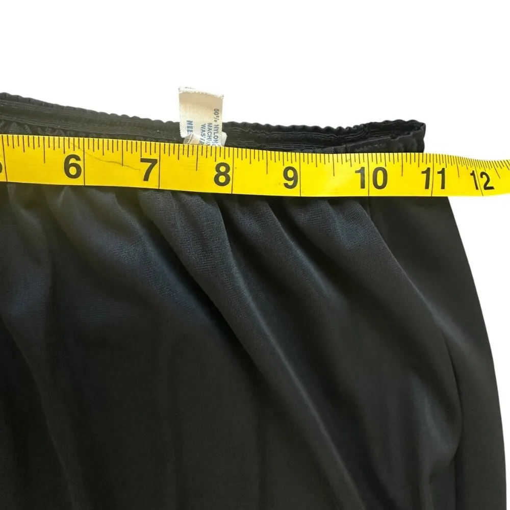 VTG 70s Maxi Half Split Slip M Lace Trim Hem Romantic Goth Lace Coquette Fairy Black Size M - Image 6