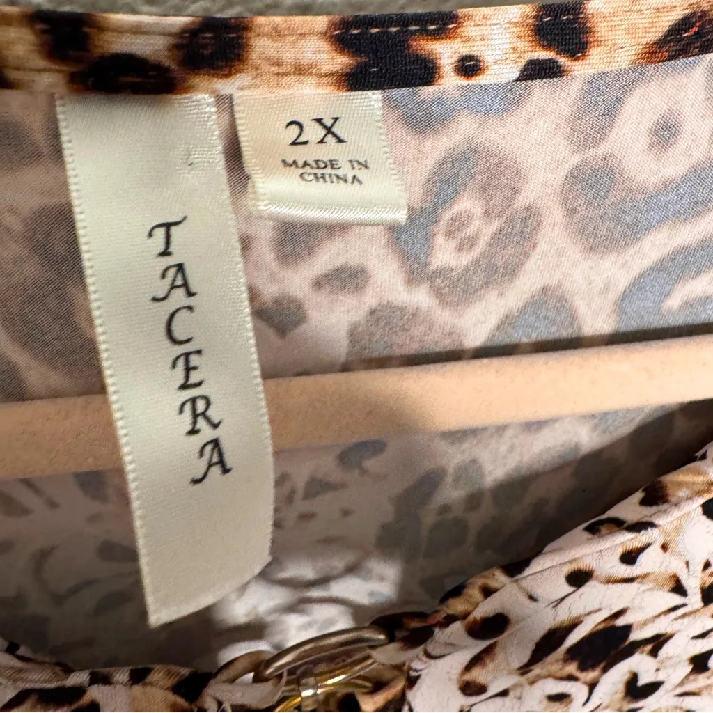 TACERA LEOPARD FLORAL PRINT SHIFT DRESS SZ 2X - Image 3
