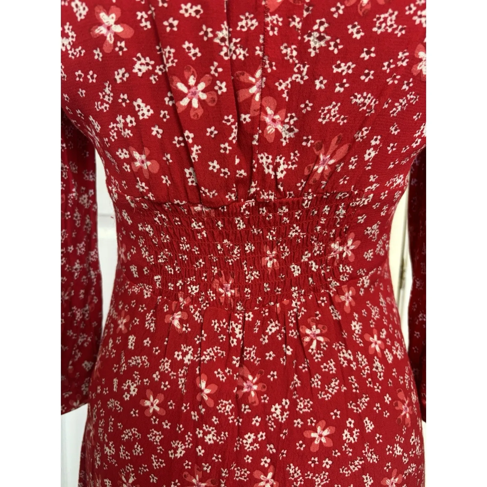 Zara Red Floral Mini Dress Size Small Western Rodeo Festival Bandana Valentine's - Image 5