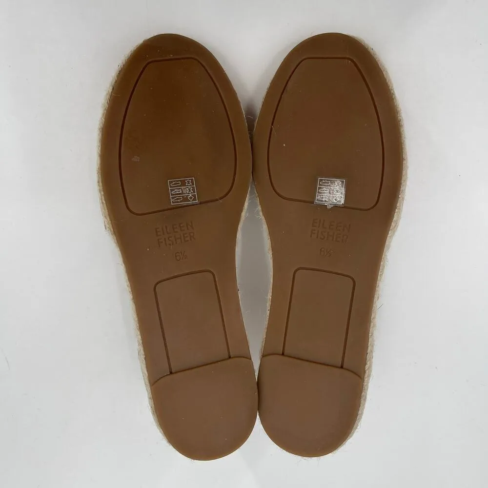 EILEEN FISHER Lace Up Espadrille Sandals SZ 6.5 Leather Jute Strappy Flats Honey - Image 15