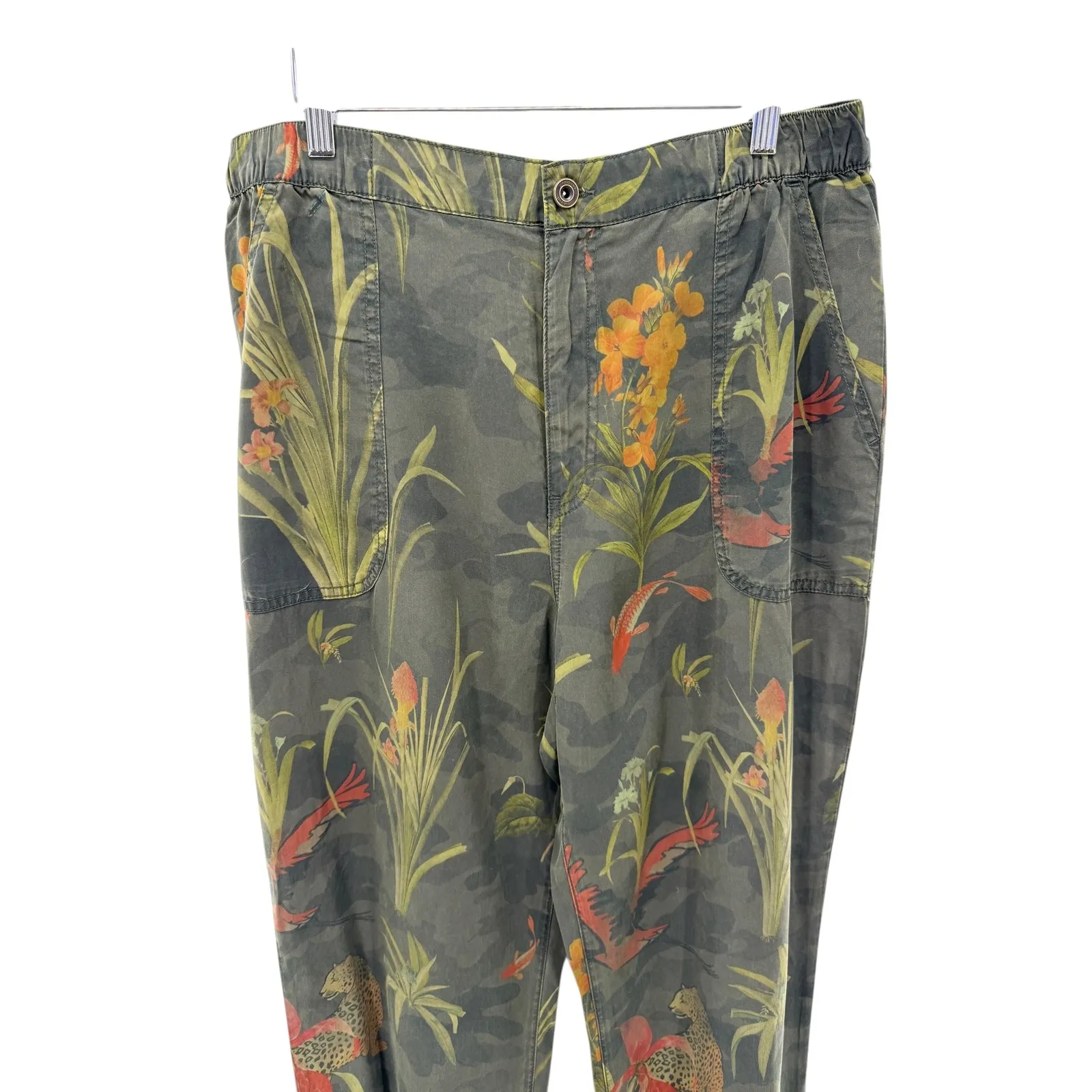 Desigual Floral Camo Jogger Pants Women's M Elastic Waist Tapered Leg Streetwear - Image 3