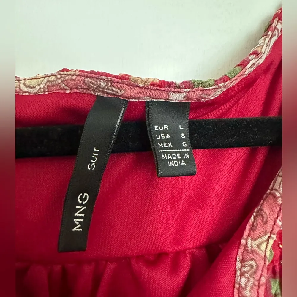 Mango Red Sleeveless Self Tie Embellished Geometric Print Tunic Dress - Image 2