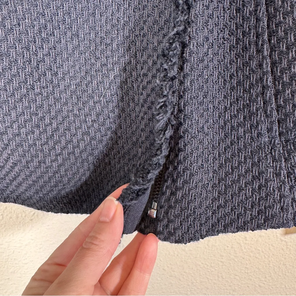 Vince Navy Blue Tweed Asymmetrical Zip Blazer Jacket Womens XS Preppy Classic - Image 7