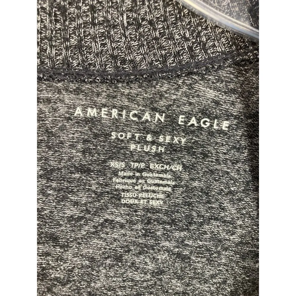 American Eagle  Soft & Sexy Plush Open Cardigan Sweater XS/S Black Long Sleeve - Image 3