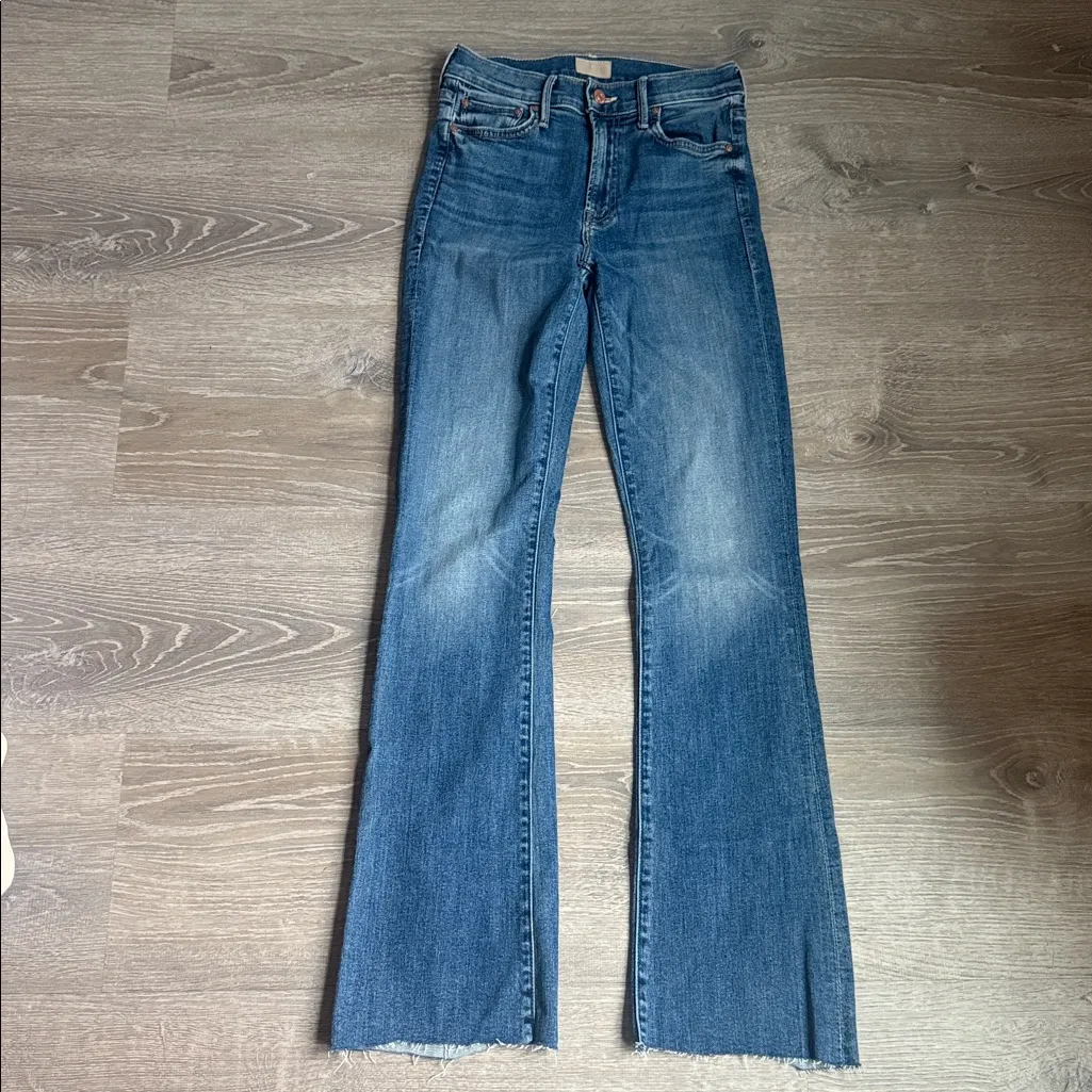 MOTHER The Outside Ankle Mid Rise Bootcut Jeans in Dark And Stormy Night 25 Blue - Image 2