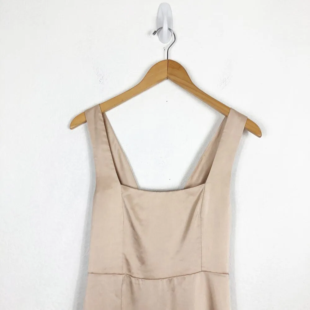 Show Me Your Mumu Claire Midi Dress Small Champagne Satin Ruffle Hem Cocktail - Image 5