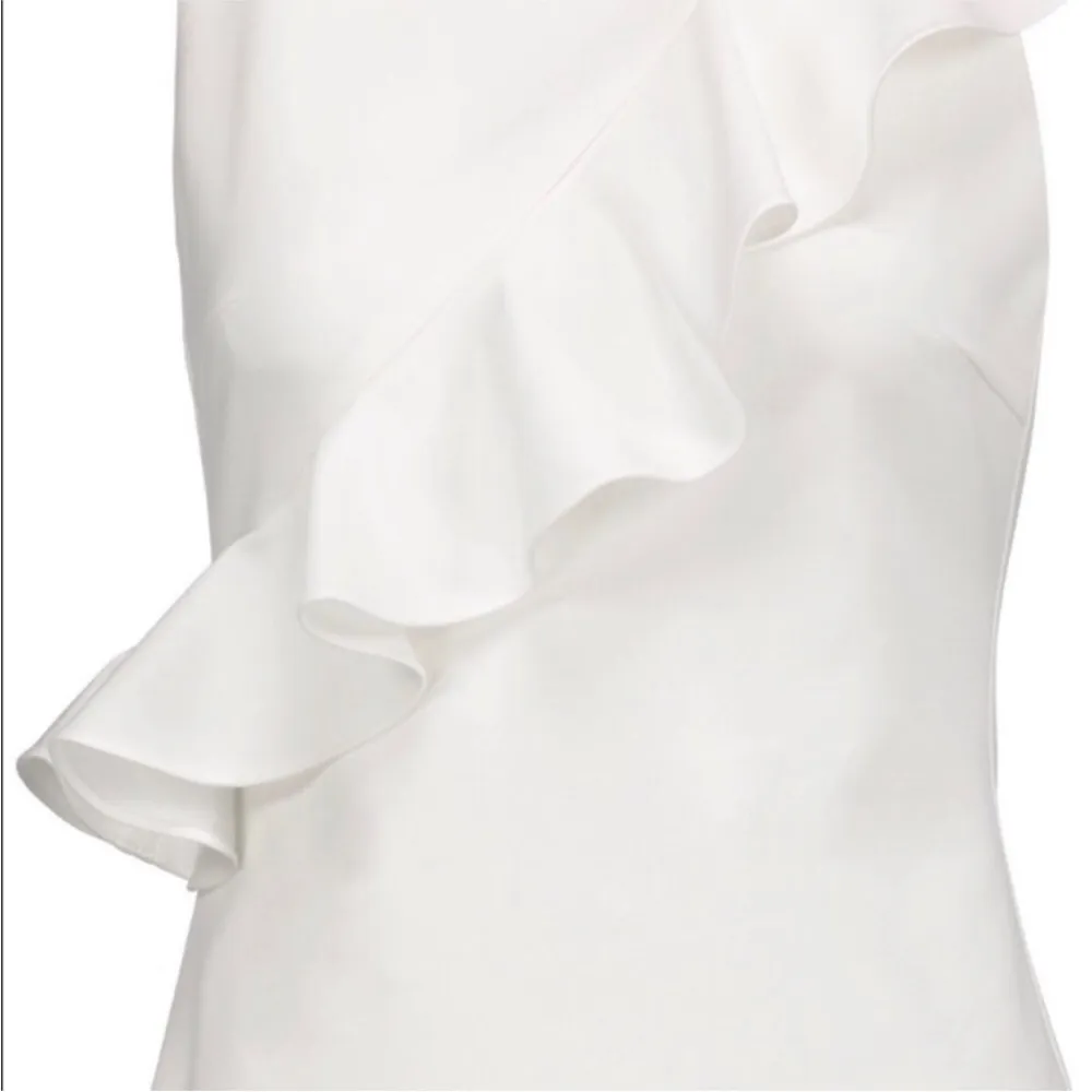 cushnie et ochs white tank diagonal ruffle silk top size 10 designer - Image 2