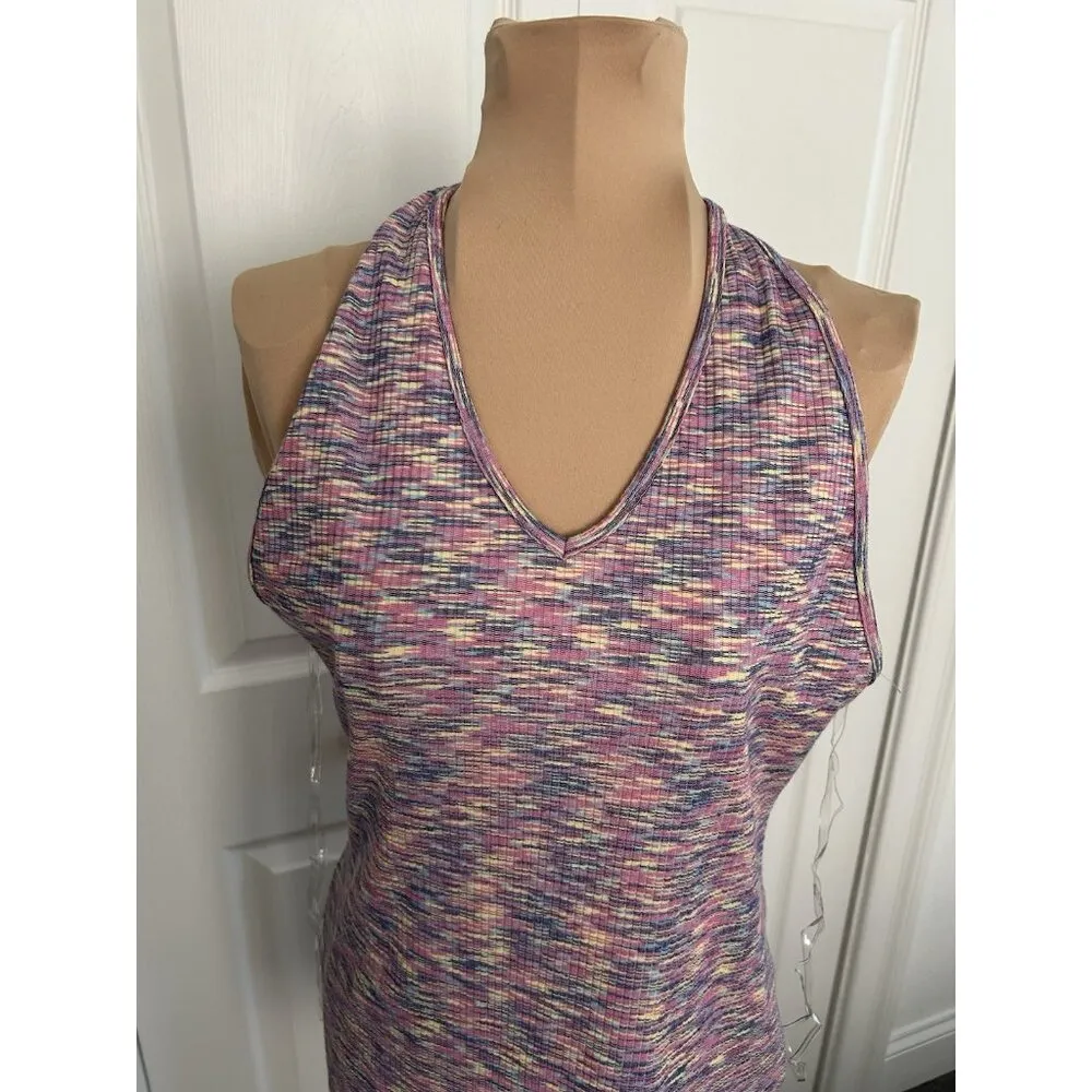 Miss Lola Rib Knit Halter V-Neck Mini Body-con Dress Multicolor Size L - Image 3