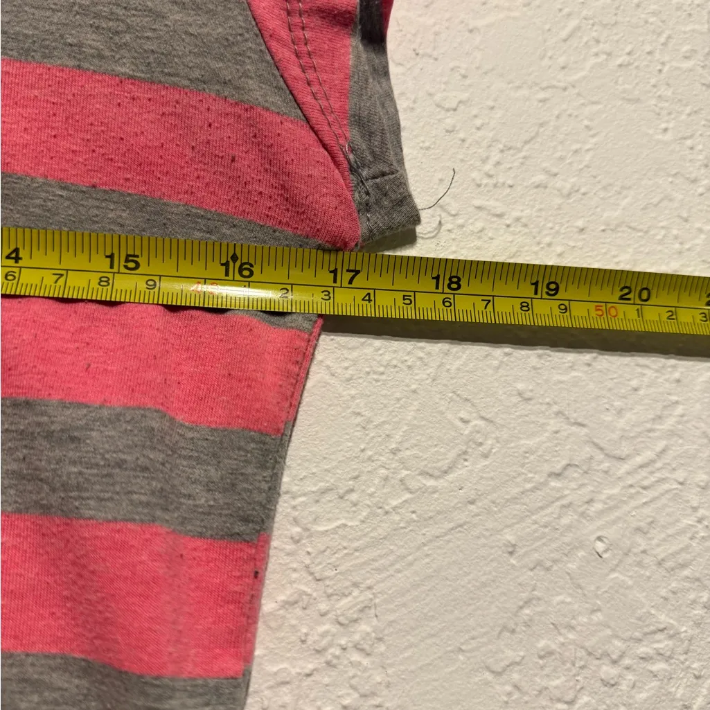 Beverly Hills Polo Club Pink Gray Striped V-Neck Tee Women’s Size L Large Casual - Image 10
