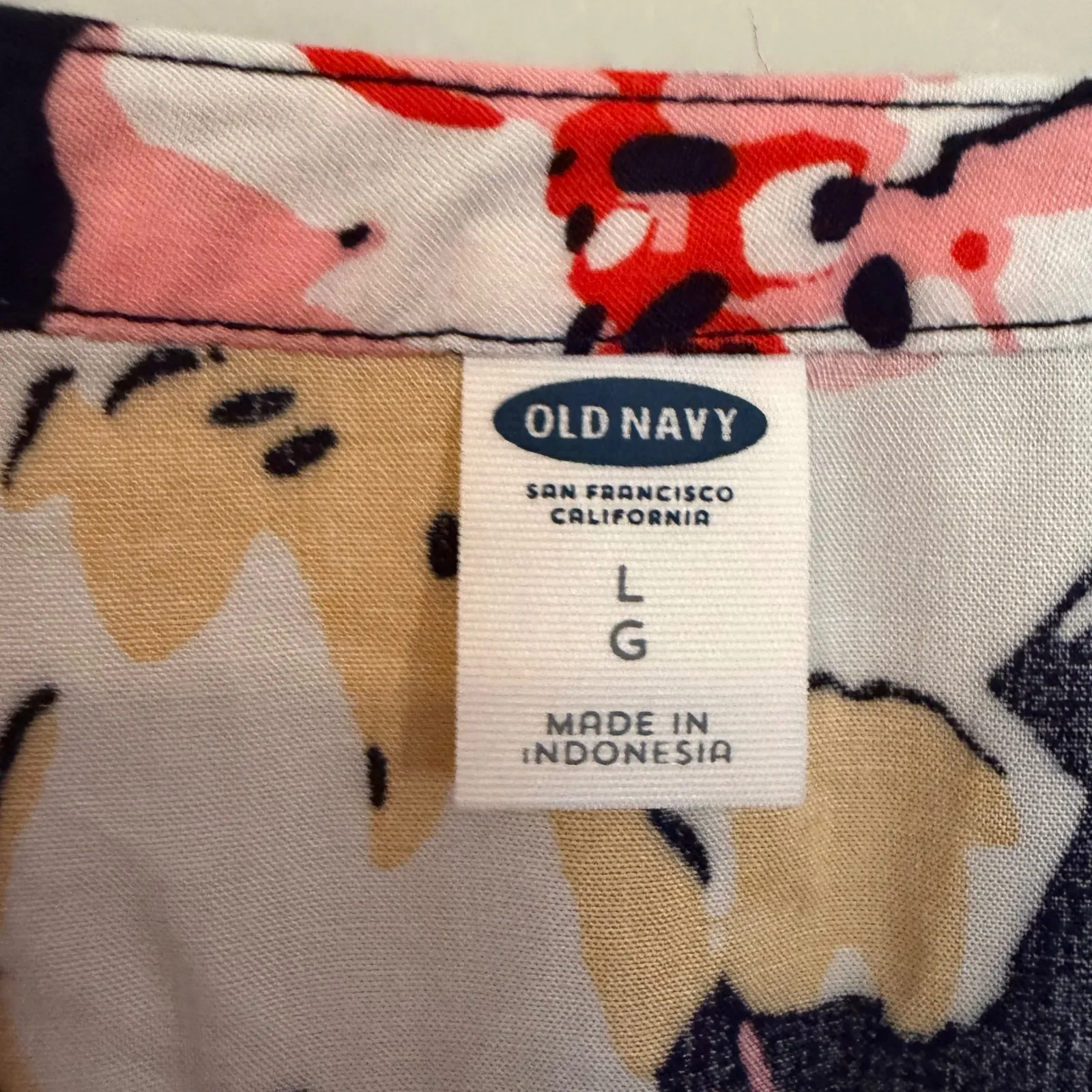 Old Navy Floral Print Lace Up Pintuck Blouse Womens Large Navy Boho Hippie Retro - Image 6