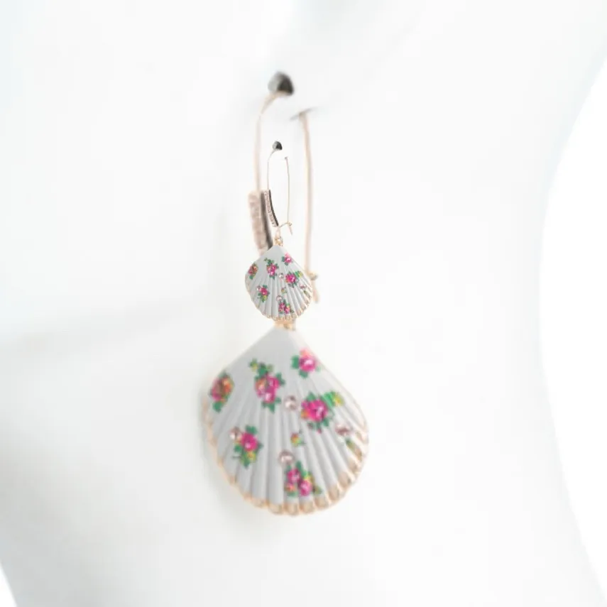 Betsey Johnson Floral Print Shell Earrings - Image 3
