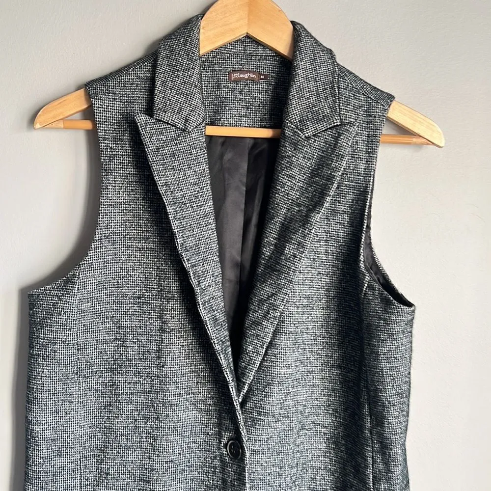 J. McLaughlin Black/White Houndstooth Wool Blend Cate Blazer Vest - Image 3