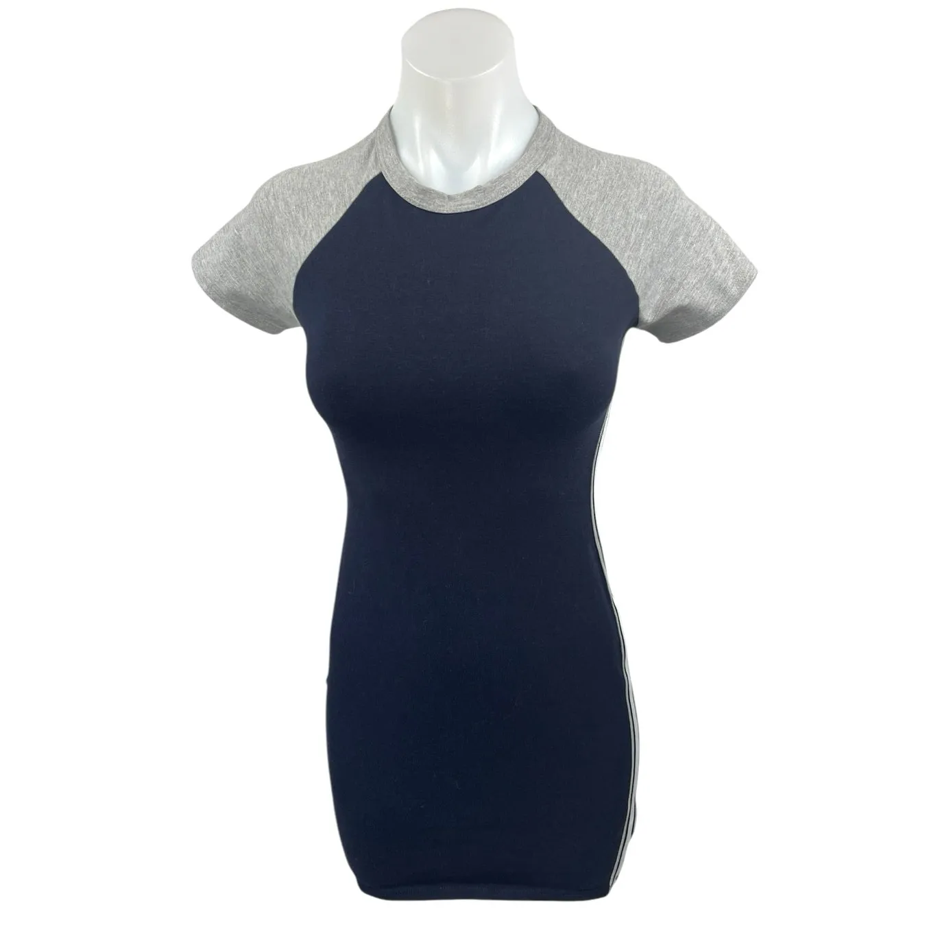 Urban Outfitters Blue Gray Short Sleeve Colorblock T Shirt Mini Bodycon Dress XS - Image 4