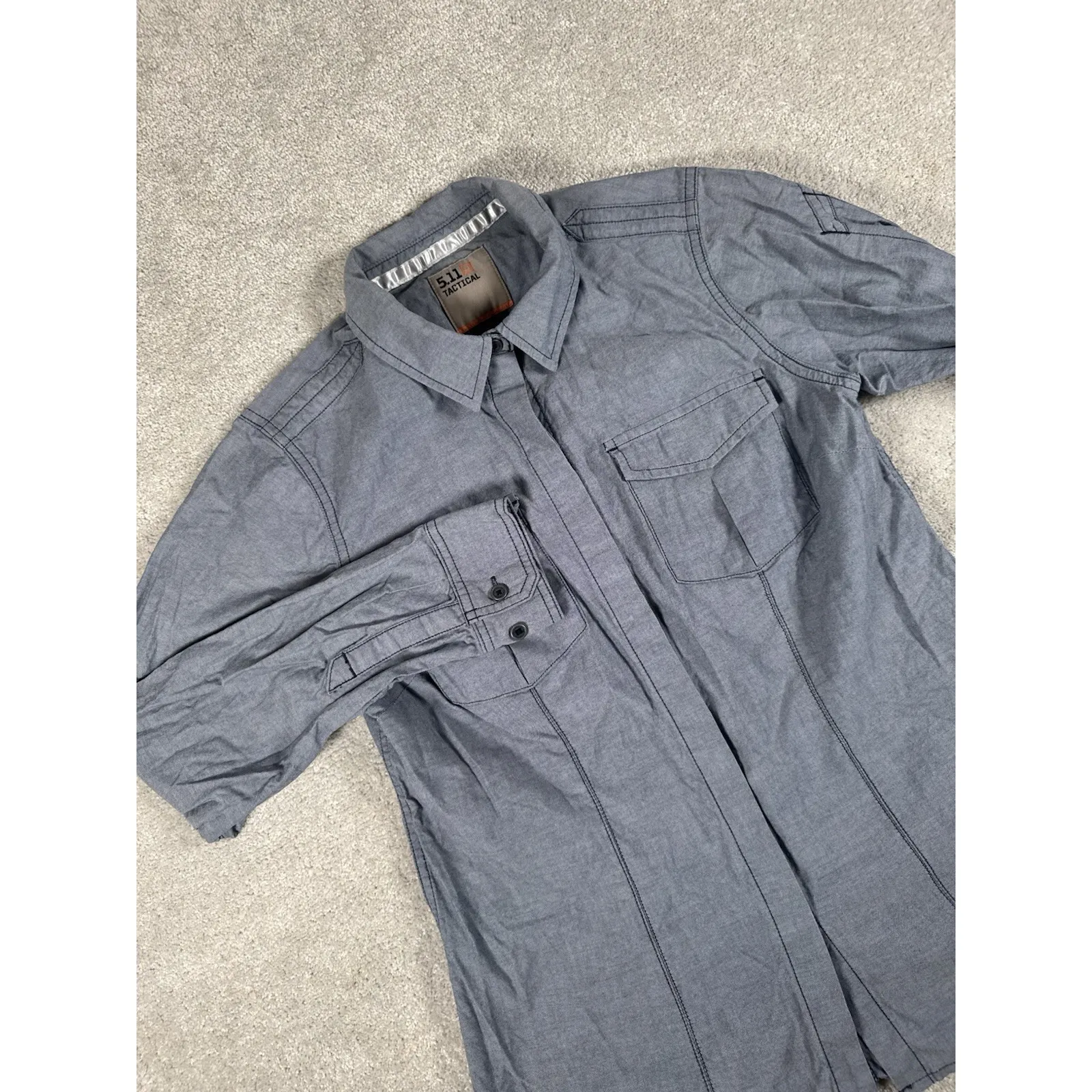 5.11 Tactical Women's Athena Long Sleeve Snap Button Chambray Top Size Small 511 - Image 2