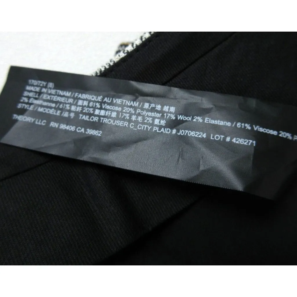 NWT THEORY Tailor Trouser C in Tawny Multi City Plaid Crop Pants 8 $345 - Image 5