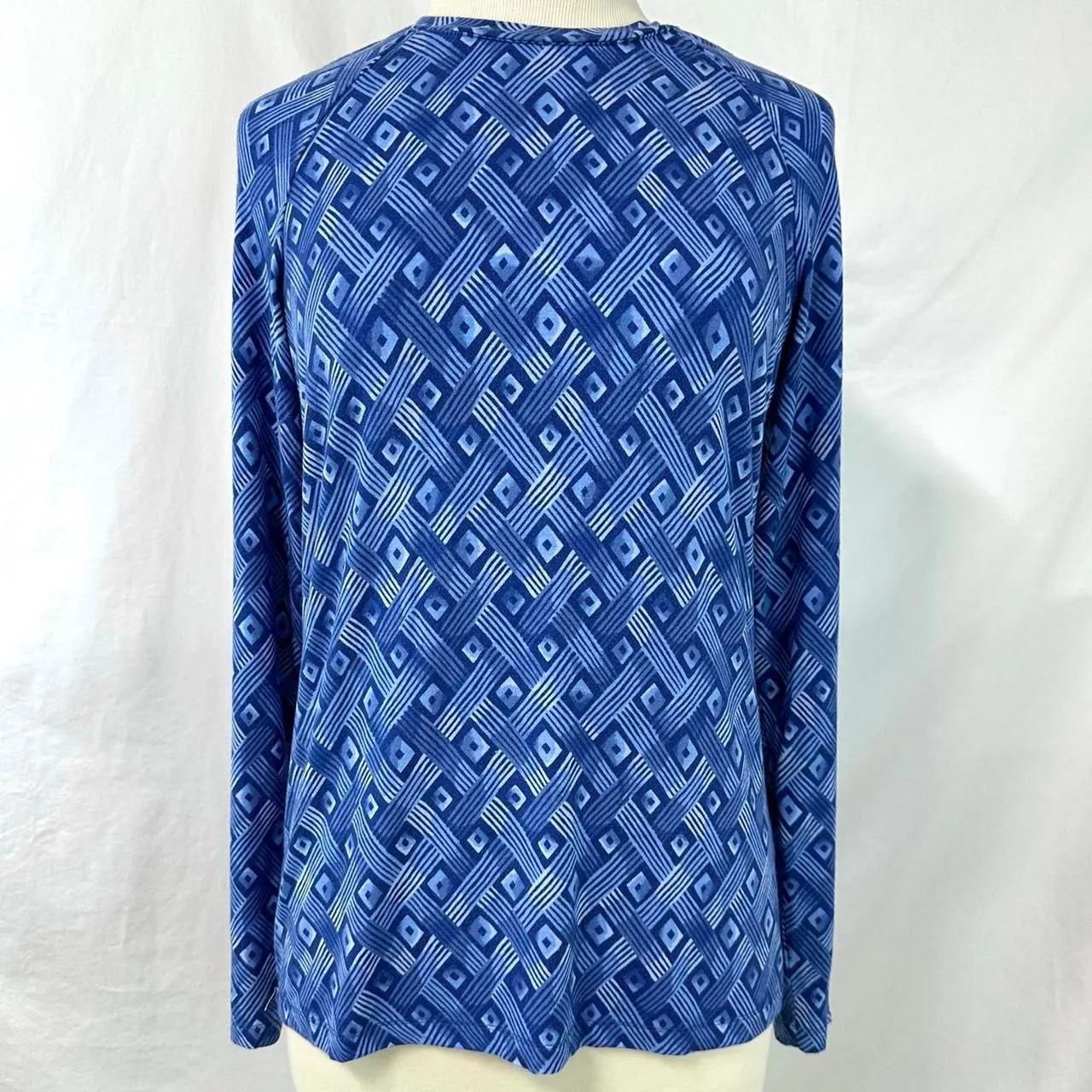 J. MCLAUGHLIN Jana Top Modal Blue Geometric Print Long Sleeve Pullover Stretch M - Image 2