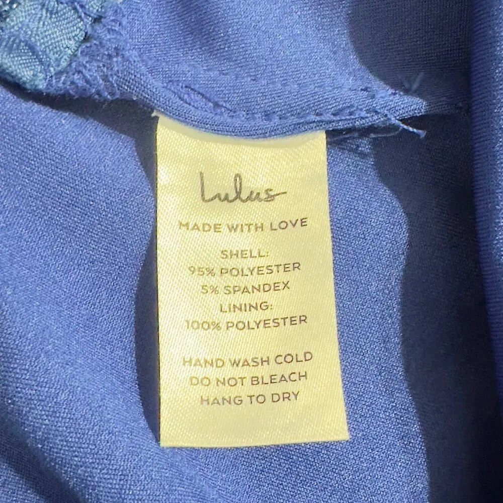 Lulu's Asymmetrical Dress Women's Small Blue One Shoulder Midi Gathered - Image 8