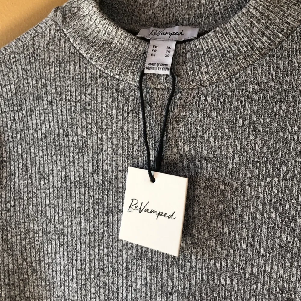 NWT REVAMPED Light Grey Very Long Sweater Size XL - Image 2