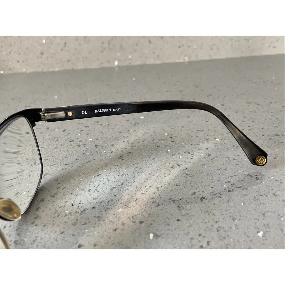 BALMAIN BL1031 01 Eyeglasses Frames Only France 53-15-135 Black Matte/Gold PM89 - Image 3