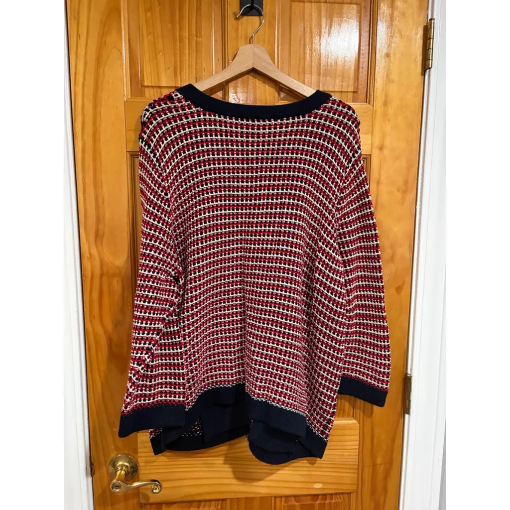 Talbots Woman Petites 3XP Cotton Textured Knit Open Front Cardigan Sweater Red - Image 4