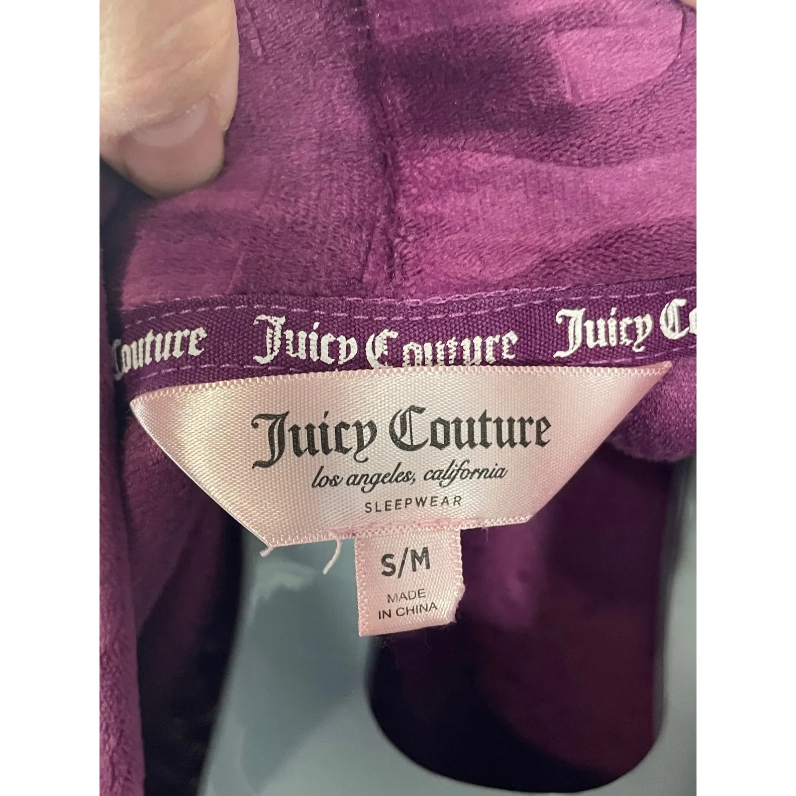 Juicy Couture Purple Velvet Robe Cardigan Kimono Rhinestone‎ JC Logo Size S/M - Image 8
