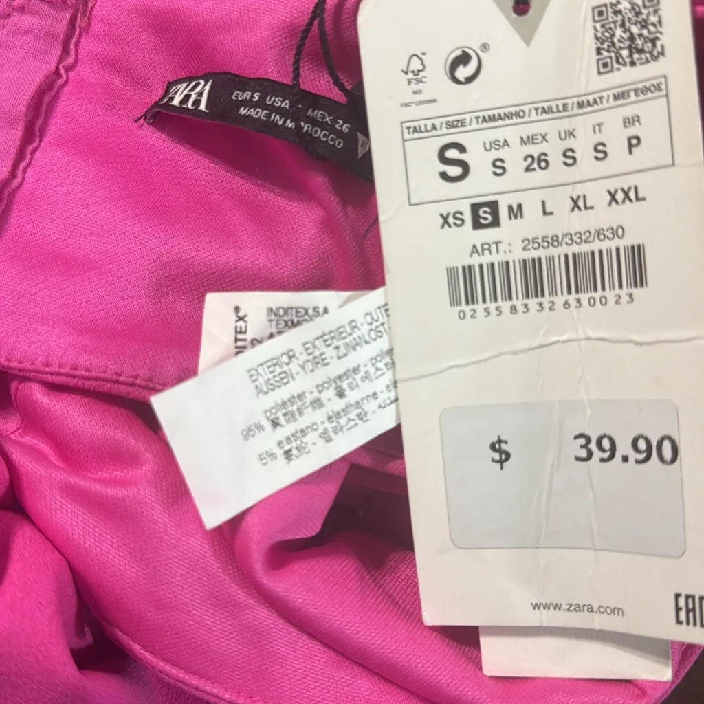 ZARA CROP BALLOON TOP: Fuchsia/Pink ART: 2558/332/ - Image 3